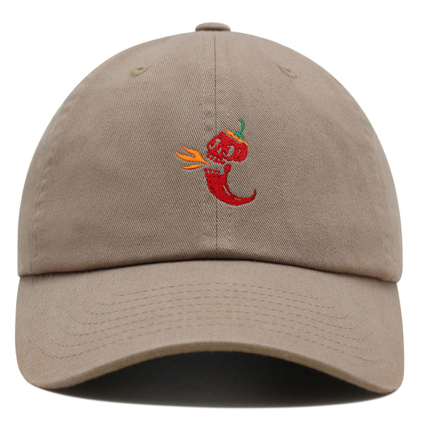 Jalapeno Skull Premium Dad Hat Embroidered Cotton Baseball Cap Spicy Pepper