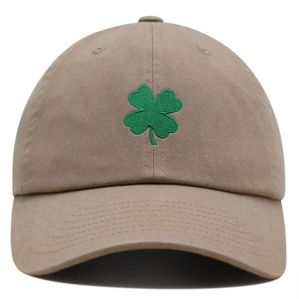 Green Clover Premium Dad Hat Embroidered Cotton Baseball Cap Four Leaf