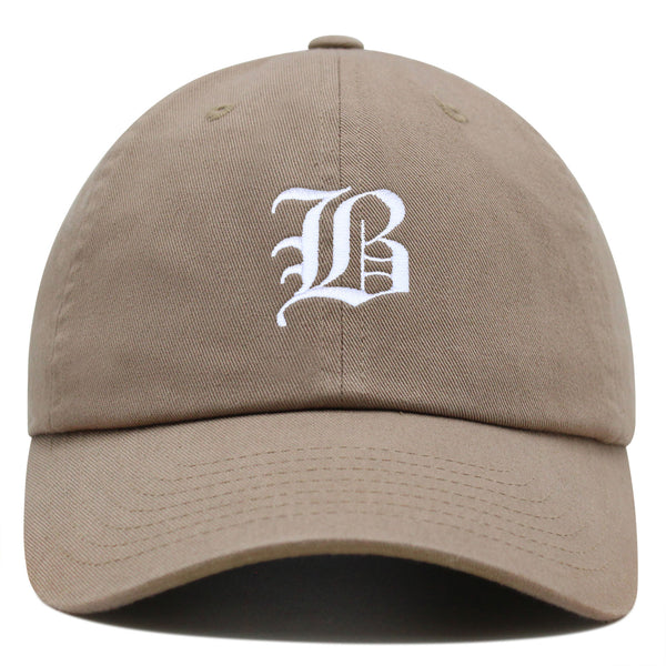 Old English Letter B Premium Dad Hat Embroidered Cotton Baseball Cap English Alphabet