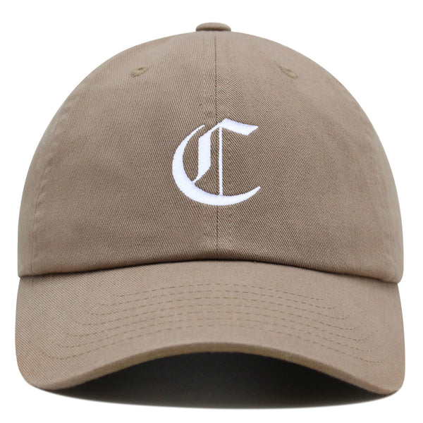 Old English Letter C Premium Dad Hat Embroidered Cotton Baseball Cap English Alphabet