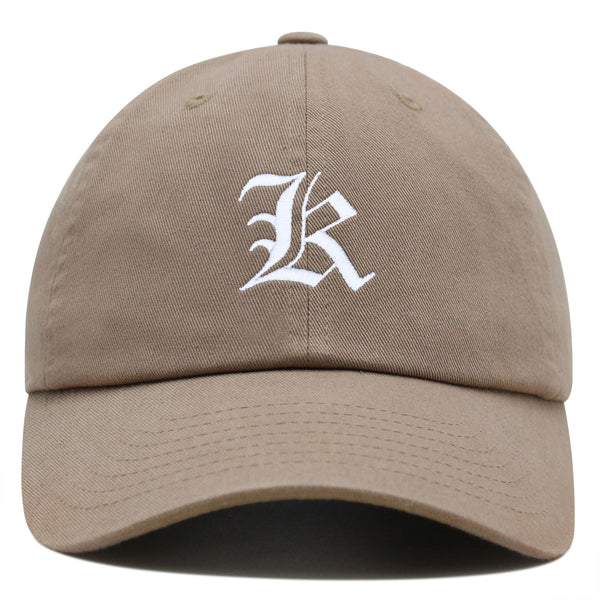 Old English Letter K Premium Dad Hat Embroidered Cotton Baseball Cap English Alphabet