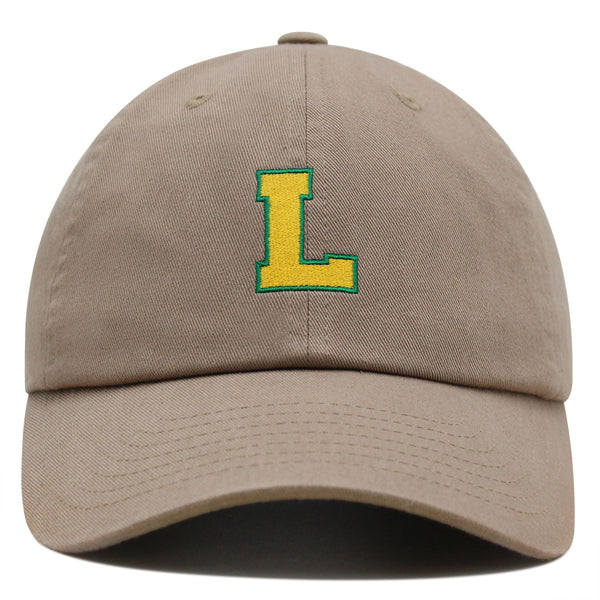 Initial L College Letter Premium Dad Hat Embroidered Cotton Baseball Cap Yellow Alphabet