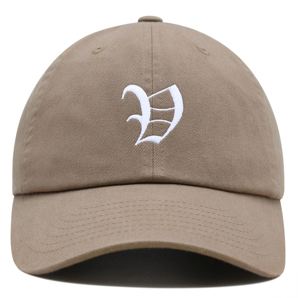 Old English Letter V Premium Dad Hat Embroidered Cotton Baseball Cap English Alphabet