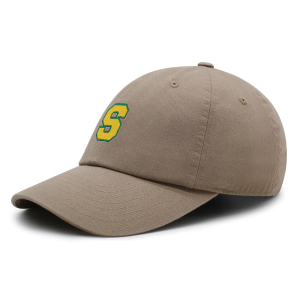 Initial S College Letter Premium Dad Hat Embroidered Cotton Baseball Cap Yellow Alphabet