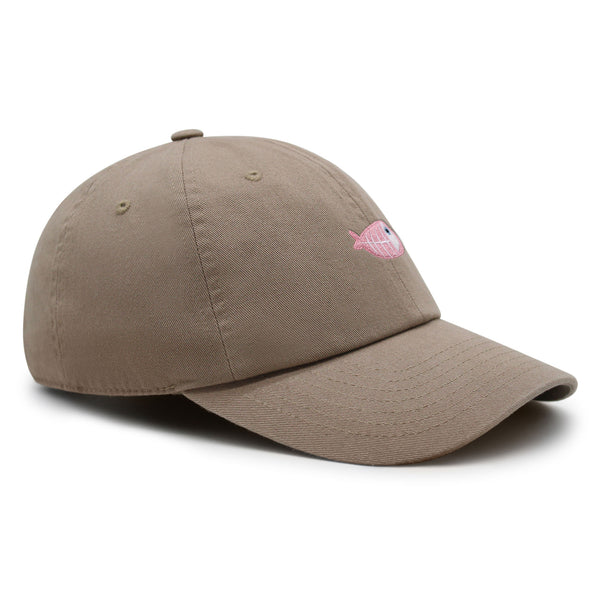 Fishbone Premium Dad Hat Embroidered Baseball Cap Pink Bone