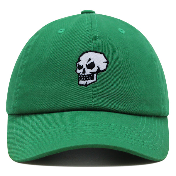 Skull Side View Premium Dad Hat Embroidered Baseball Cap Grunge