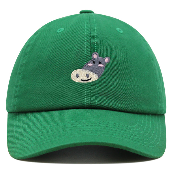 Cute Hippo Face Premium Dad Hat Embroidered Baseball Cap Zoo Hippopotamus