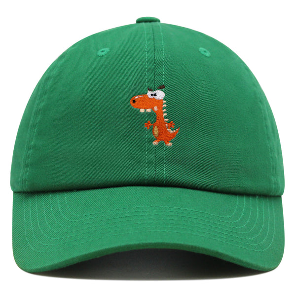 Funny Orange Dinosaur Premium Dad Hat Embroidered Baseball Cap  Funny Dino