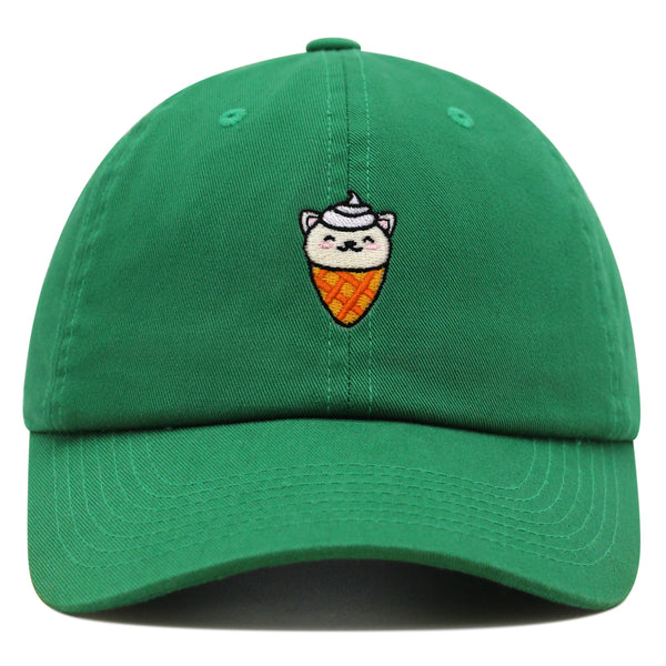 Ice Cream Cat Premium Dad Hat Embroidered Baseball Cap Ice Cream Foodie