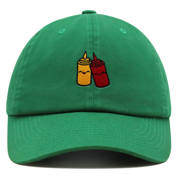 Ketchup and Mustard Premium Dad Hat Embroidered Baseball Cap Foodie Sauces Ketchut Mustard