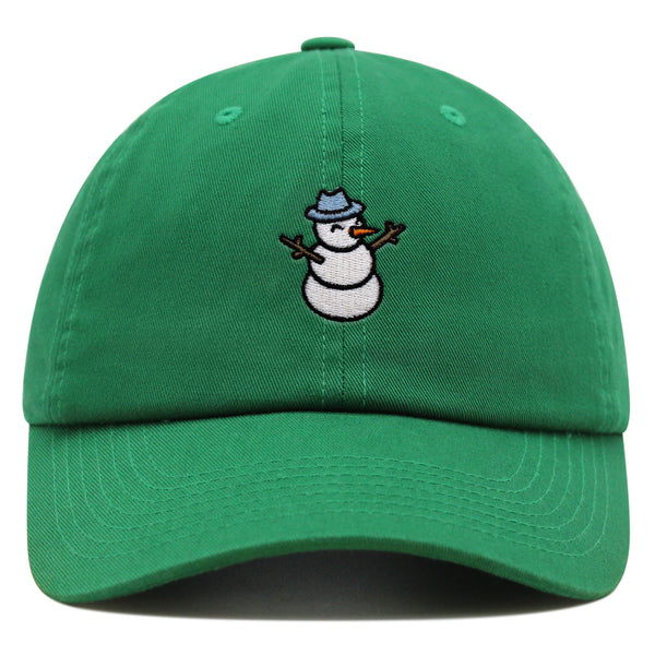 Snowman Premium Dad Hat Embroidered Baseball Cap Winter Snow