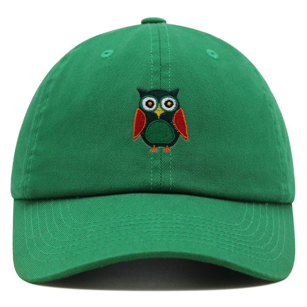 Owl Premium Dad Hat Embroidered Baseball Cap Bird Green