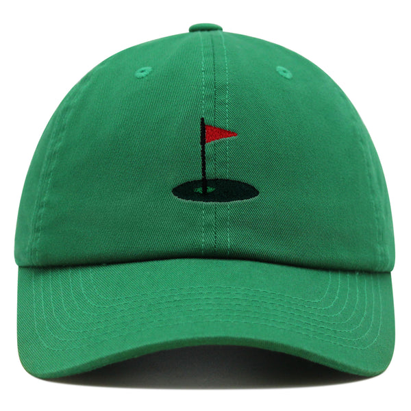 Golf Cup Premium Dad Hat Embroidered Baseball Cap Golf Ball Hole Flagstick Pin