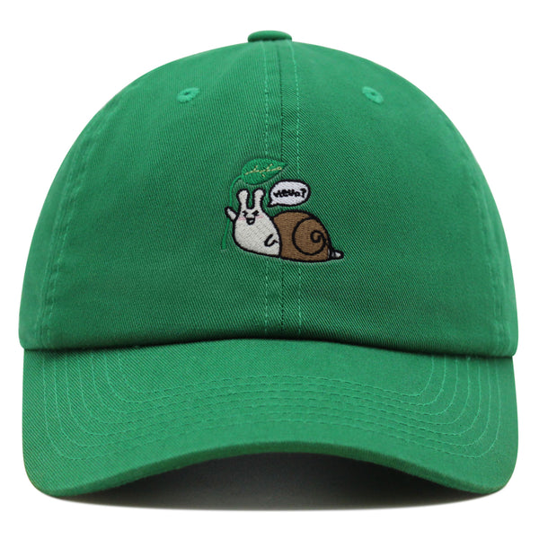 Hello Snail Premium Dad Hat Embroidered Baseball Cap Cute Character