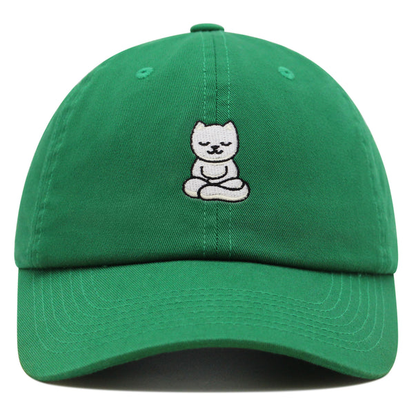 Meditating Cat Premium Dad Hat Embroidered Baseball Cap Yoga Statue