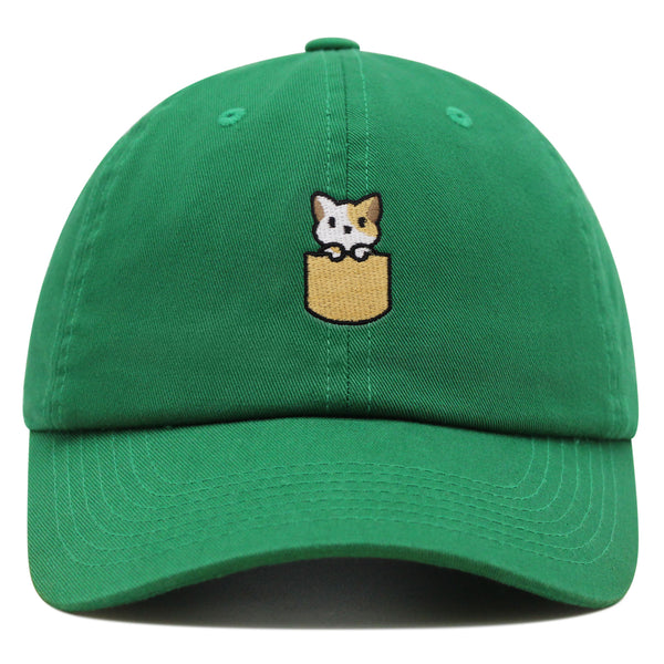 Pocket Cat Premium Dad Hat Embroidered Baseball Cap Shirt Pocket