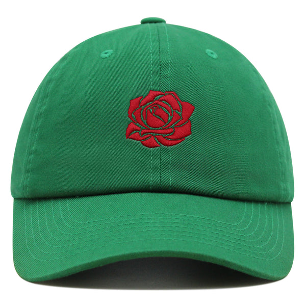 Red Rose Premium Dad Hat Embroidered Cotton Baseball Cap Flower