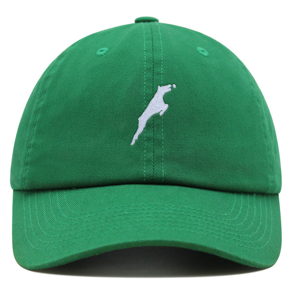 Jumping Dog Silhouette Premium Dad Hat Embroidered Cotton Baseball Cap Outline