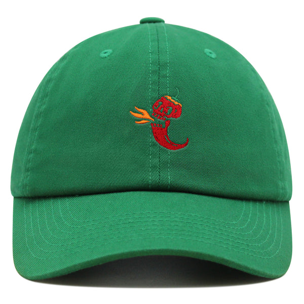 Jalapeno Skull Premium Dad Hat Embroidered Cotton Baseball Cap Spicy Pepper