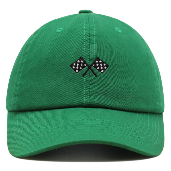 Racing Flag Premium Dad Hat Embroidered Cotton Baseball Cap Racer Speed