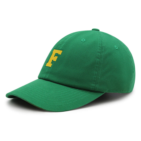 Initial F College Letter Premium Dad Hat Embroidered Cotton Baseball Cap Yellow Alphabet