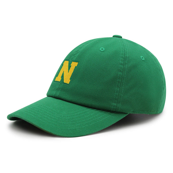 Initial N College Letter Premium Dad Hat Embroidered Cotton Baseball Cap Yellow Alphabet