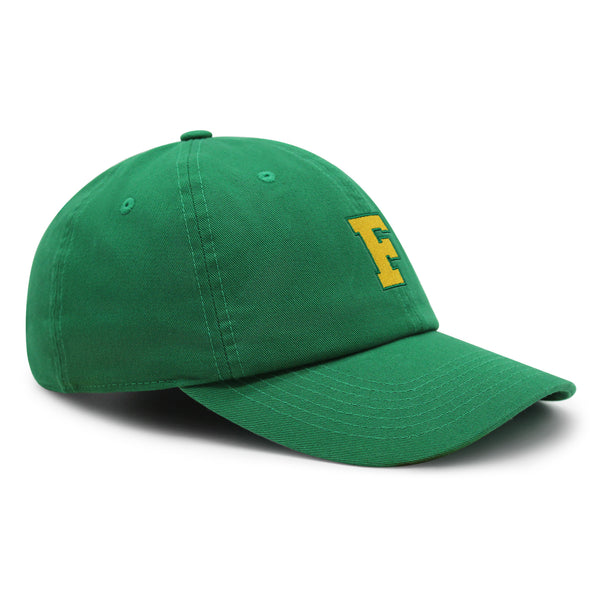 Initial F College Letter Premium Dad Hat Embroidered Cotton Baseball Cap Yellow Alphabet