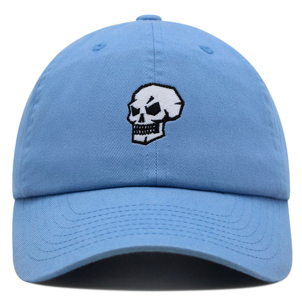 Skull Side View Premium Dad Hat Embroidered Baseball Cap Grunge