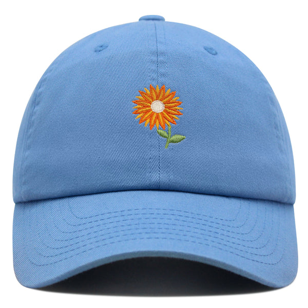 Orange Flower Premium Dad Hat Embroidered Baseball Cap Floral