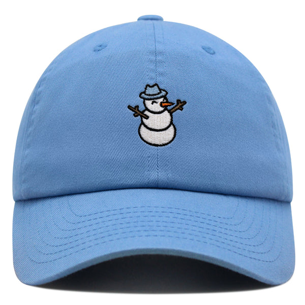 Snowman Premium Dad Hat Embroidered Baseball Cap Winter Snow