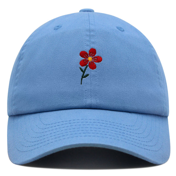 Red Flower Premium Dad Hat Embroidered Baseball Cap Floral