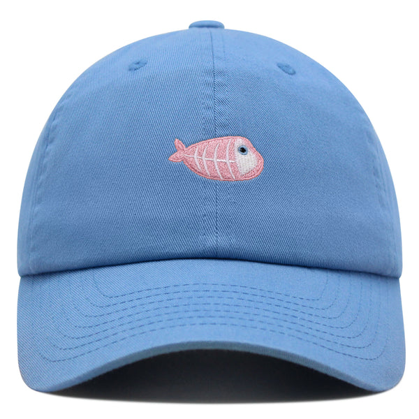 Fishbone Premium Dad Hat Embroidered Baseball Cap Pink Bone