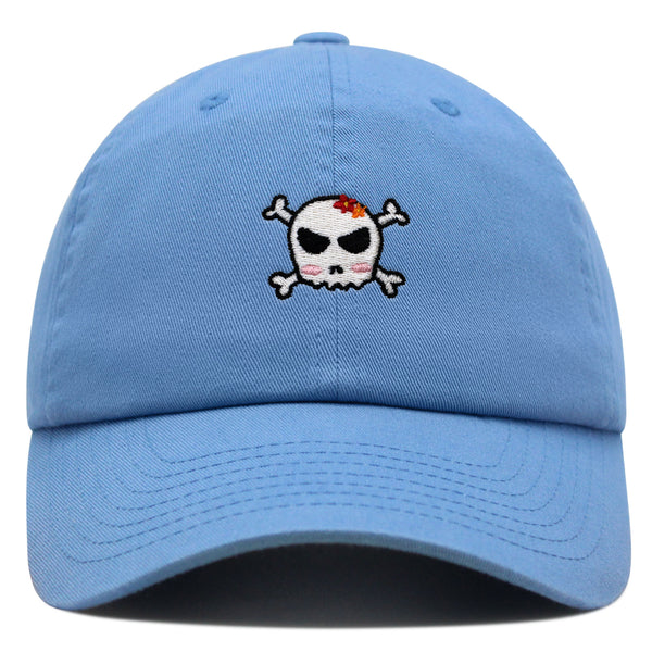 Skull Premium Dad Hat Embroidered Baseball Cap Ribbon Girly