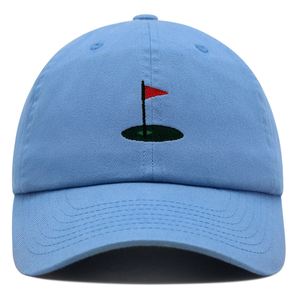 Golf Cup Premium Dad Hat Embroidered Baseball Cap Golf Ball Hole Flagstick Pin