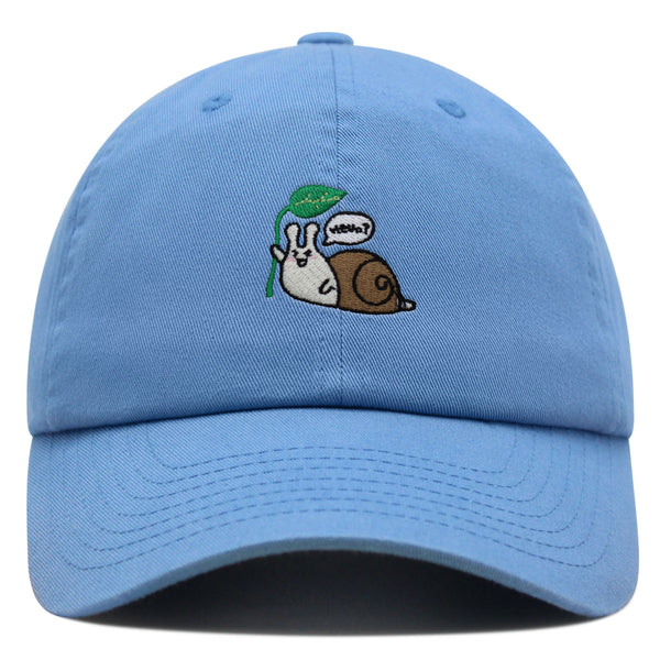 Hello Snail Premium Dad Hat Embroidered Baseball Cap Cute Character