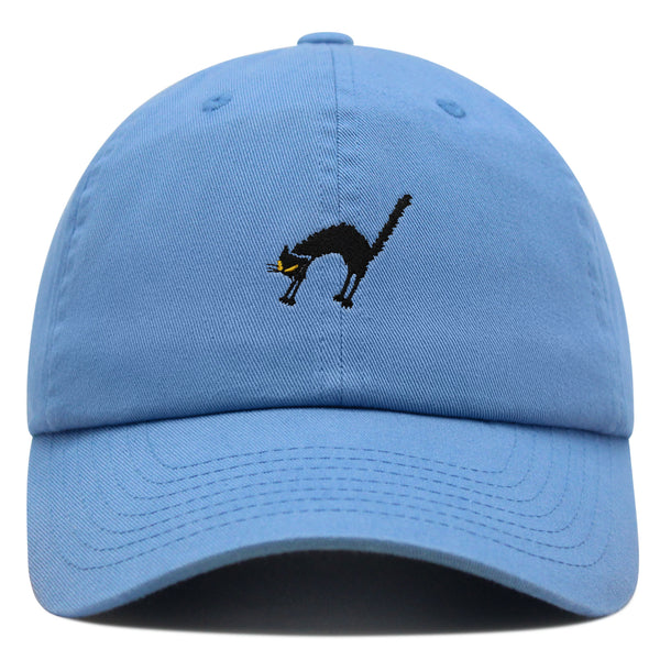 Scared Cat Premium Dad Hat Embroidered Baseball Cap Black Cat