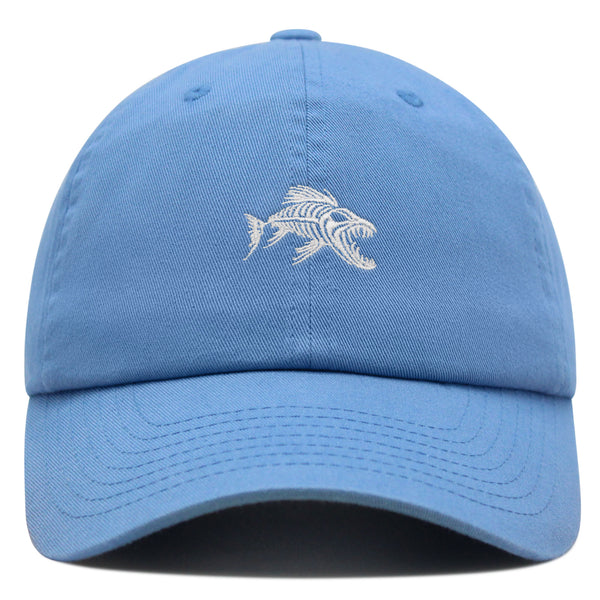 Fish Skeleton Premium Dad Hat Embroidered Baseball Cap Fish Bone