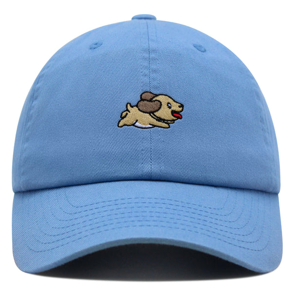 Cute Dog Running Premium Dad Hat Embroidered Cotton Baseball Cap Puppy Run