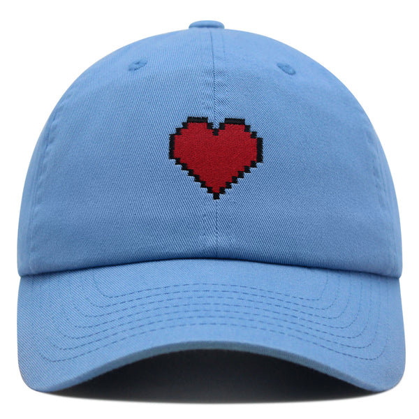 Pixel Heart Premium Dad Hat Embroidered Cotton Baseball Cap