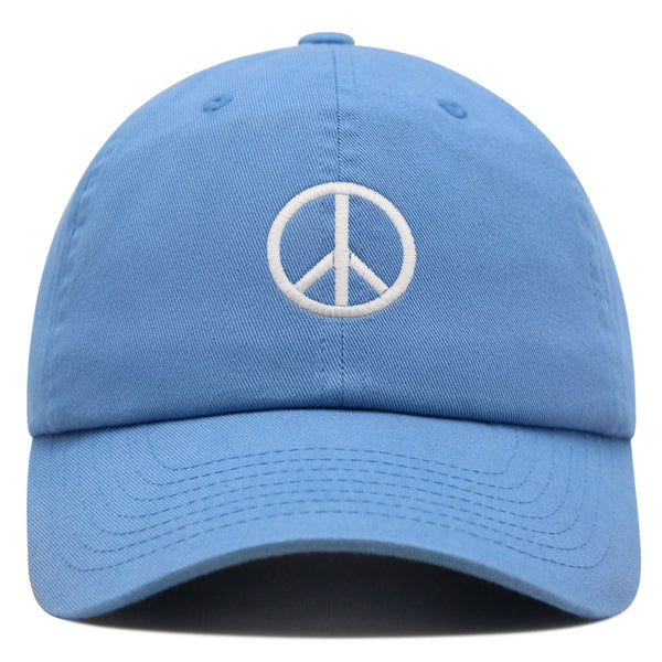 Peace Symbol Premium Dad Hat Embroidered Cotton Baseball Cap White