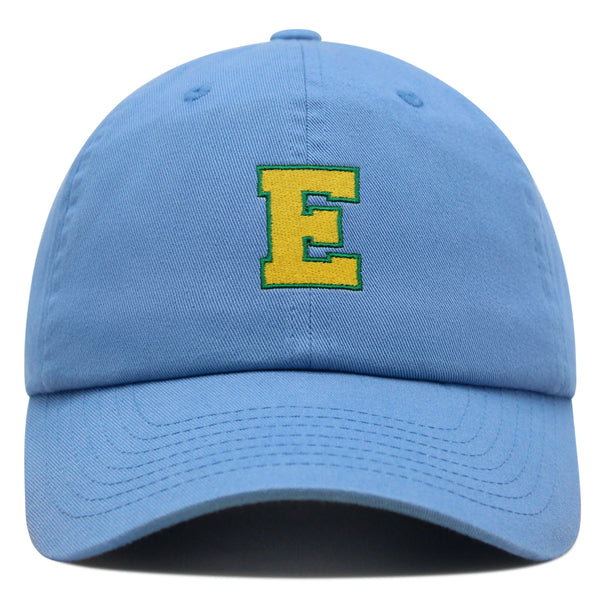 Initial E College Letter Premium Dad Hat Embroidered Cotton Baseball Cap Yellow Alphabet