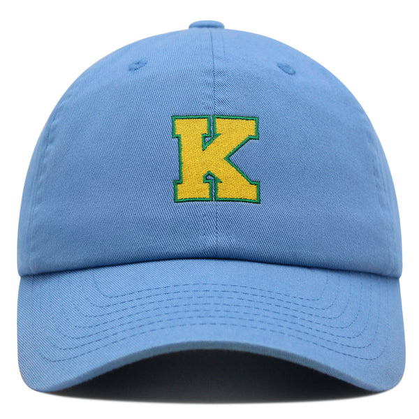 Initial K College Letter Premium Dad Hat Embroidered Cotton Baseball Cap Yellow Alphabet