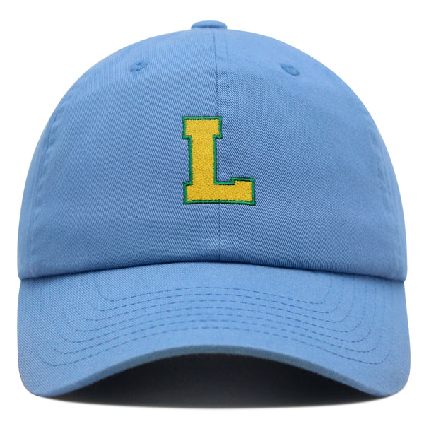 Initial L College Letter Premium Dad Hat Embroidered Cotton Baseball Cap Yellow Alphabet