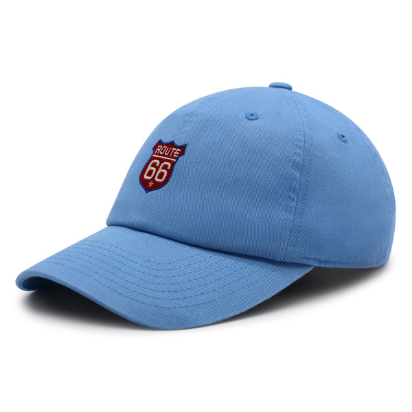 Route 66 Premium Dad Hat Embroidered Baseball Cap Roadtrip Highway 66