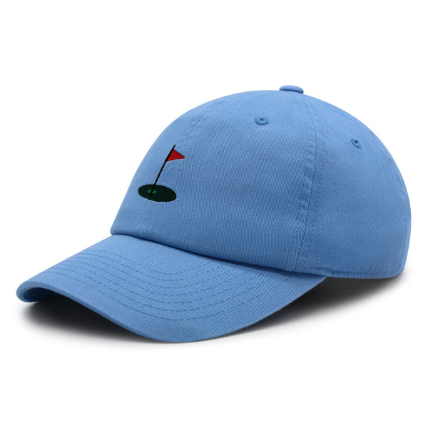 Golf Cup Premium Dad Hat Embroidered Baseball Cap Golf Ball Hole Flagstick Pin