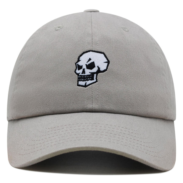 Skull Side View Premium Dad Hat Embroidered Baseball Cap Grunge