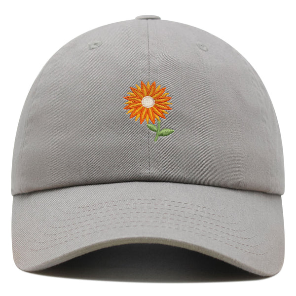 Orange Flower Premium Dad Hat Embroidered Baseball Cap Floral