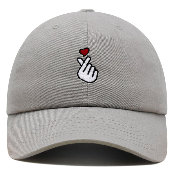 Korean Heart Finger Premium Dad Hat Embroidered Baseball Cap Korea Sign