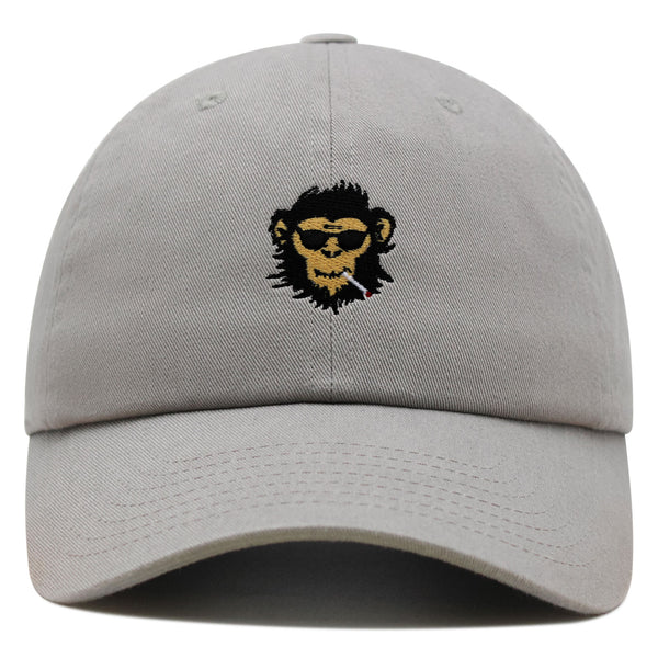 Smoking Monkey Premium Dad Hat Embroidered Baseball Cap Wild Animal Funny