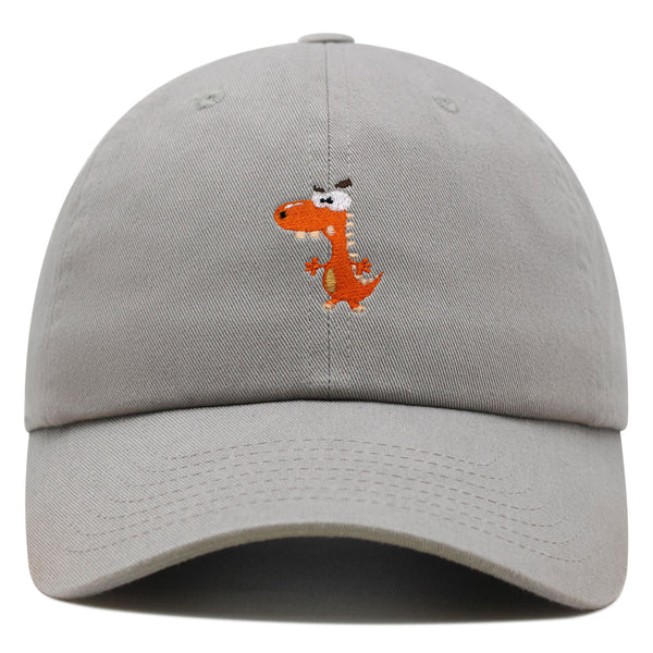 Funny Orange Dinosaur Premium Dad Hat Embroidered Baseball Cap  Funny Dino